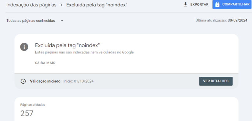 Excluída pela tag noindex, veja como resolver